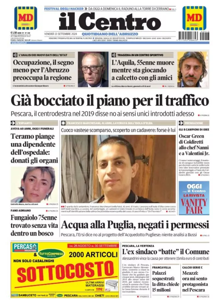 Prima-pagina-il centro-oggi-edizione-del-2024-09-13